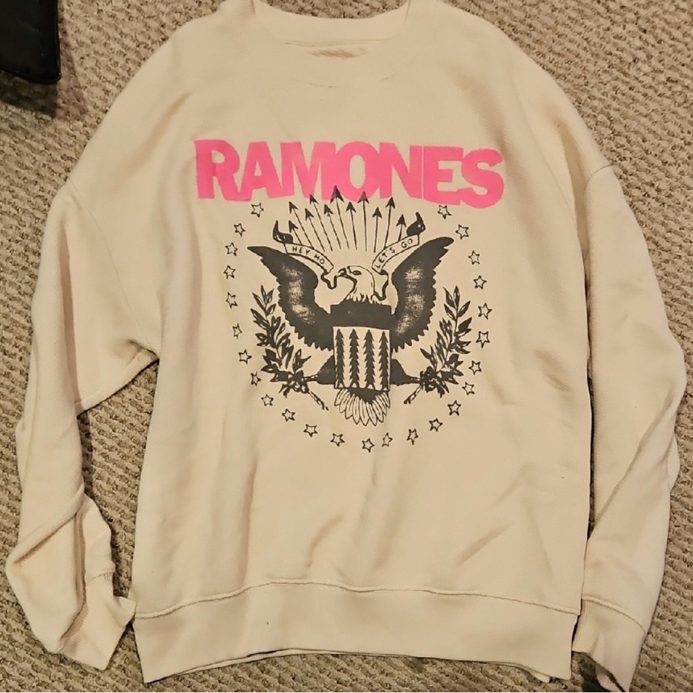 American Eagle Outfitters Pink Graphic Beige Sweatshirt
